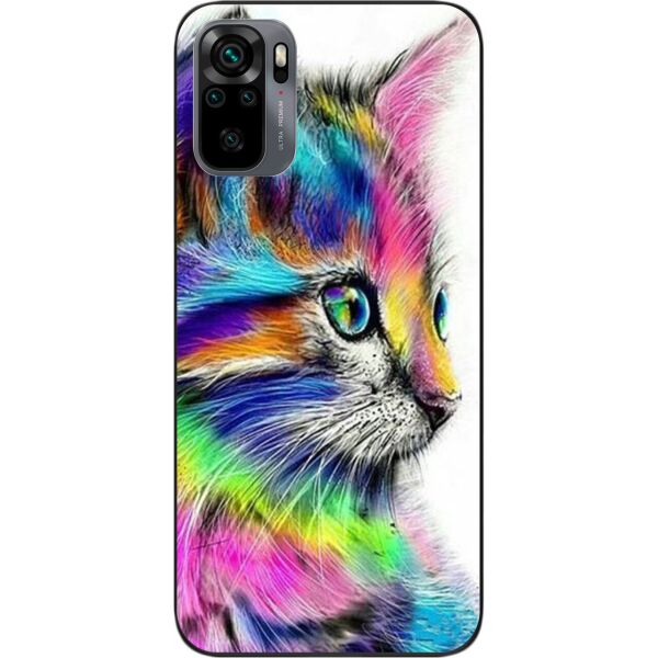 

Оригинальный бампер SMTT для Xiaomi Redmi Note 10 с картинкой Разноцветный кот