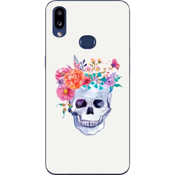 

Оригинальный силиконовый бампер чехол Casemarket для Samsung A10s Galaxy A107F с картинкой Череп и цветы