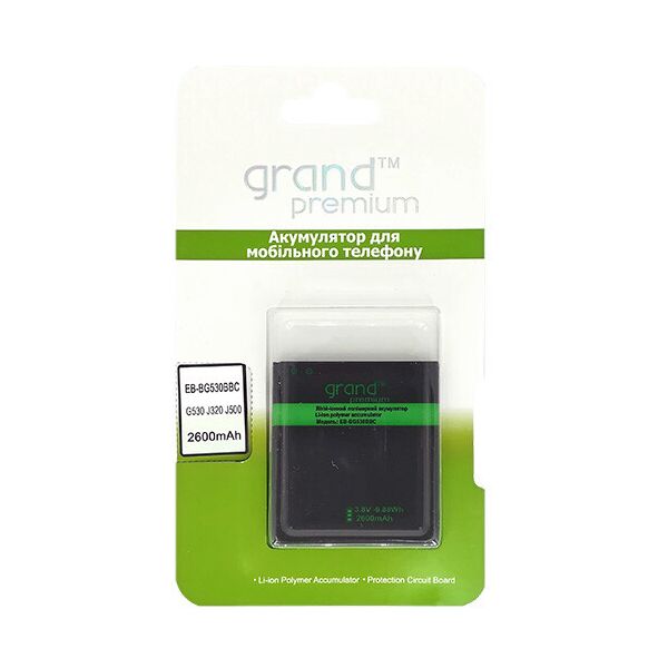 

Акумулятор Grand Premium для Samsung G530/J500/J320 (EB-BG530BBC)
