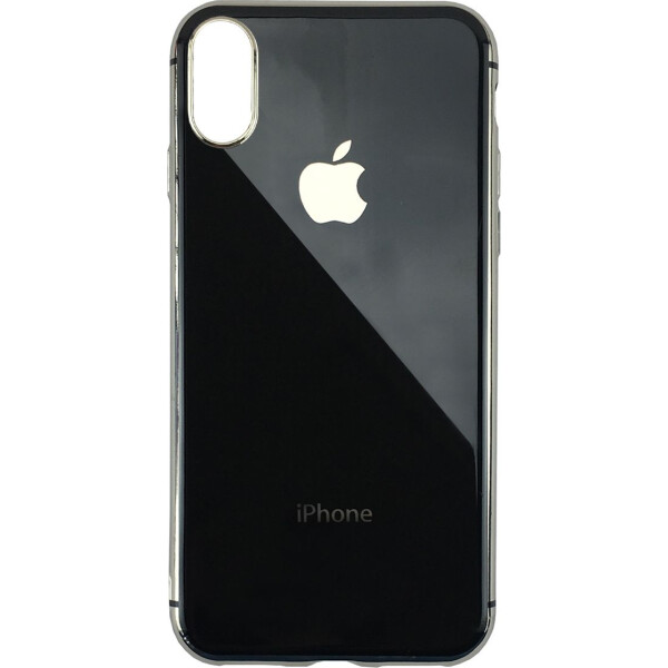 

Чехол накладка xCase на iPhone X Glass Silicone Case Logo black+silver