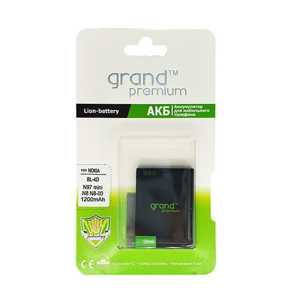 

Акумулятор Grand Premium для Nokia BL-4D