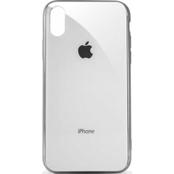 

Чехол накладка xCase на iPhone X/XS Glass Case Logo Metallic white