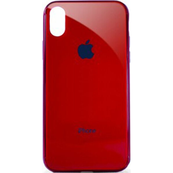 

Чехол накладка xCase на iPhone XR Glass Case Logo Metallic red