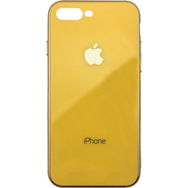 

Чехол накладка xCase на iPhone 7 Plus/8 Plus Glass Case Logo Metallic yellow