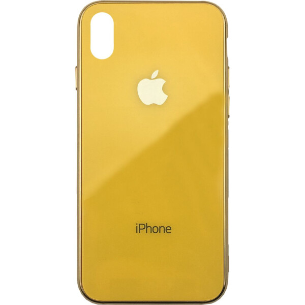 

Чехол накладка xCase на iPhone X/XS Glass Case Logo Metallic yellow
