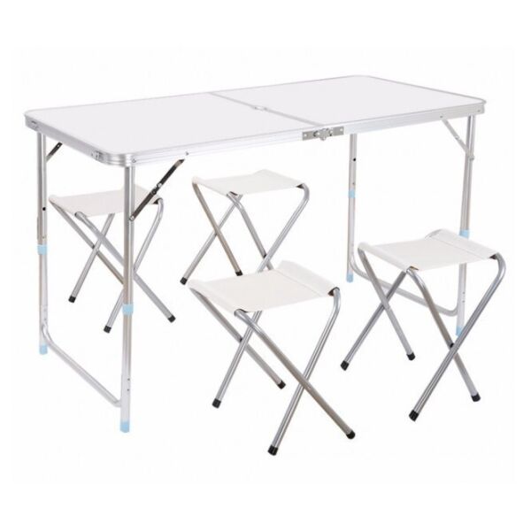 

Раскладной стол чемодан для пикника со стульями 120х60х70/55 Белый