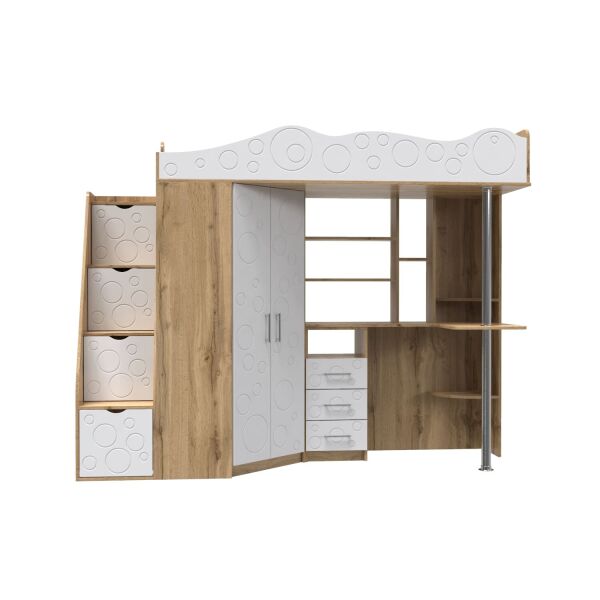 

Ліжко-горище дитяче Binky ДС37А Art In Head 2332x1800x832 дуб тахо та білий супермат (МДФ) (110212401)