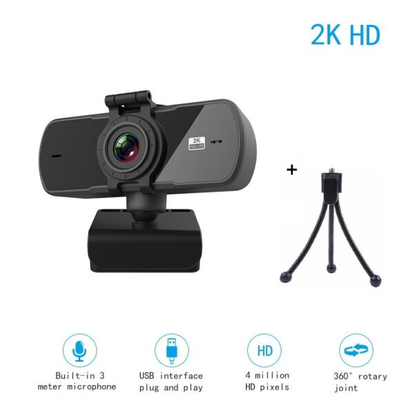 

Веб-камера 2K Quad HD (2560х1440) с микрофоном USB вебкамера с автофокусом для ПК компьютера UTM Webcam (SJ-PC005) + штатив-тренога