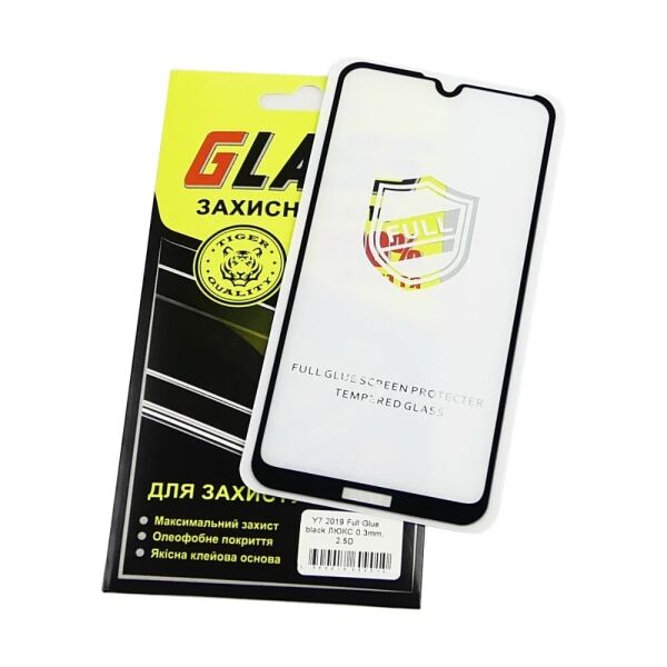 

Стекло защитное Huawei Y7 2019, Y7 Pro 2019 2,5D Full Screen Full Glue ЛЮКС черное