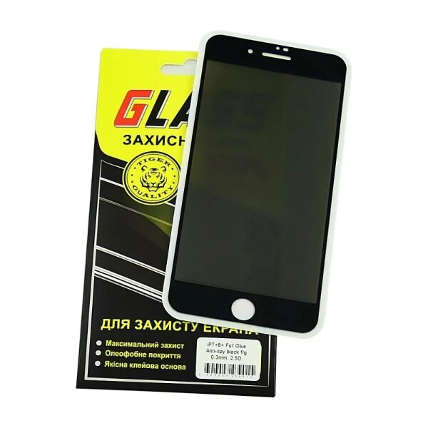 

Стекло защитное iPhone 7 Plus, iPhone 8 Plus 2,5D Full Screen Full Glue черное (Анти-шпион)