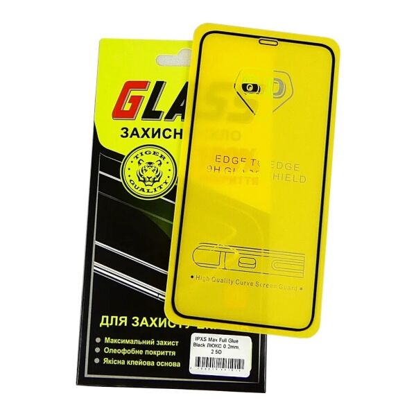 

Стекло защитное iPhone XS Max, iPhone 11 Pro Max 2,5D Full Screen Full Glue черное (Анти-шпион)