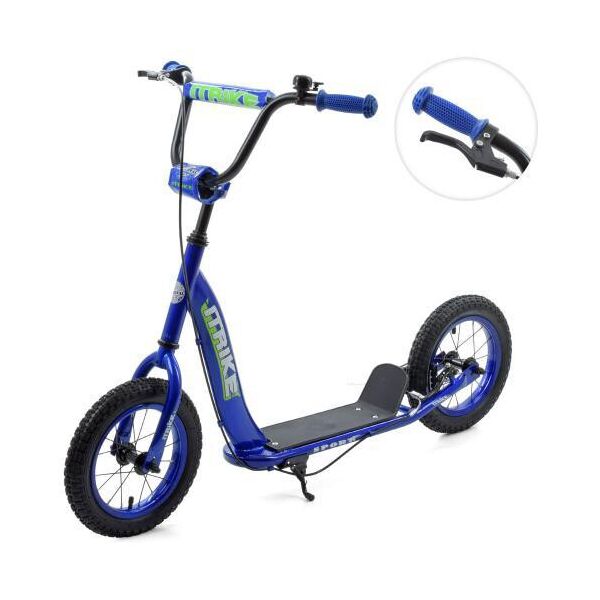 Акція на Самокат для детей и взрослых Scooter на резиновых колесах D=30см, руль 73-85см, с ручным тормозом, синий від Allo UA