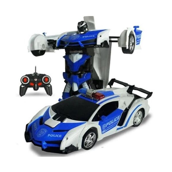 

Машинка Трансформер Lamborghini POLICE Robot Car Size 1:18 синяя с пультом