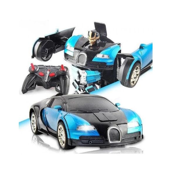 

Машинка Трансформер с пультом Bugatti Robot Car Size 1:12 сама трансформируется Синяя