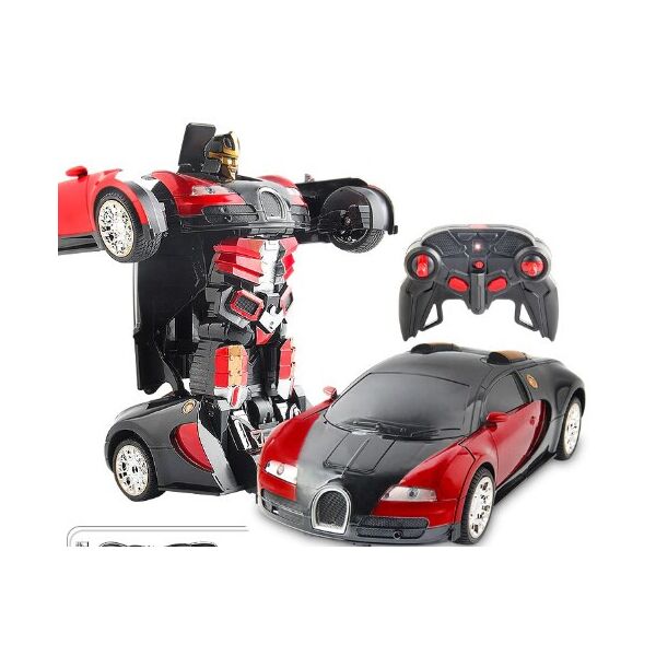 

Машинка Трансформер с пультом Bugatti Robot Car Size 1:18 сама трансформируется Красная 220х92х60 мм