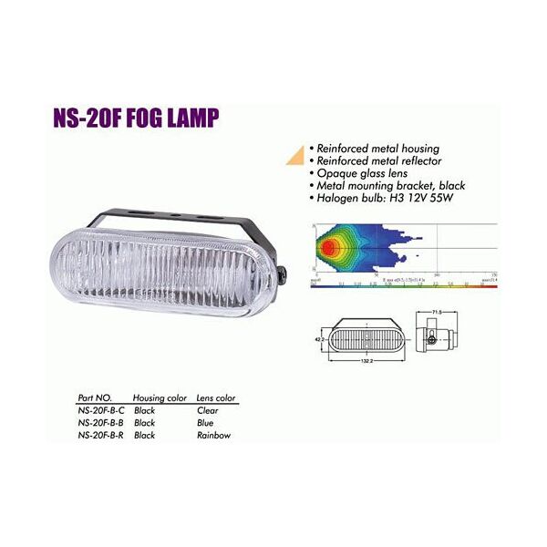 

Дополнительные фары противотуманные SIRIUS NS-20 F-C H3/12V/55W/132*42mm Taiwan пара