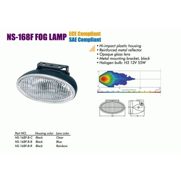 

Дополнительные фары противотуманные SIRIUS NS-168 F-R H3/12V/55W/145*75mm Taiwan пара
