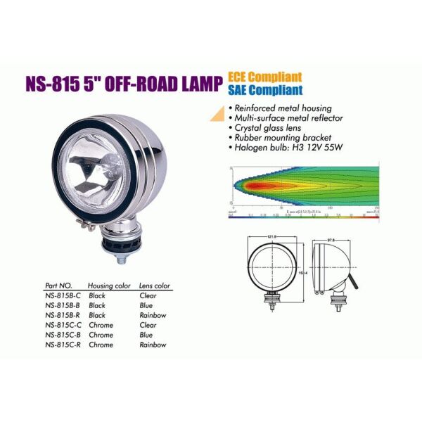 

Дополнительные фары противотуманные SIRIUS NS-815 C-C H3/12V/55W/D=122mm(5") Taiwan пара