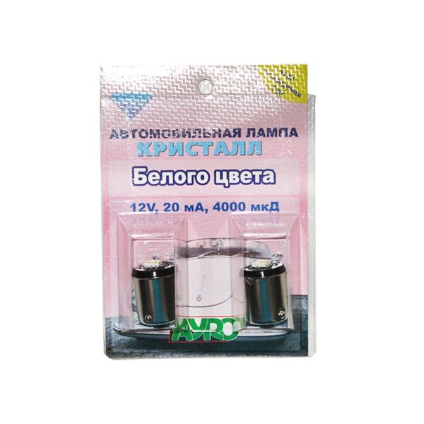 

Лампочка 12V с больш. цок. 1LED Кристалл 50х50 белая