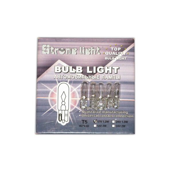 Акція на Лампочка в щиток T5 12V 1.2W W2/d-4,6мм Strong Light K-10607 від Allo UA