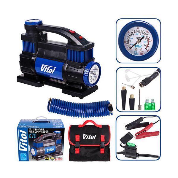 

Компрессор K-70 150psi/23Amp/90л/2 цилиндра/шланг 5,0м/клеммы (K-70)
