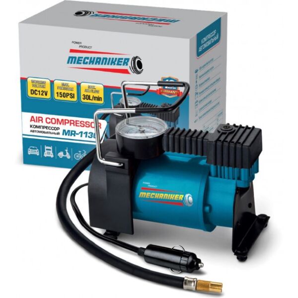 

Компрессор MECHANIKER MR-1130 150psi/14Amp/30л/прикур.