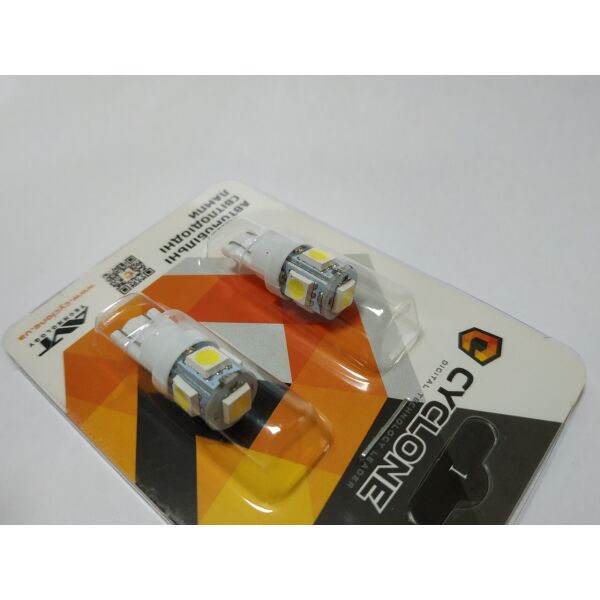 

Лампочка без цок.Т10 5LED 5050 12V Cyclone 038 65lumen