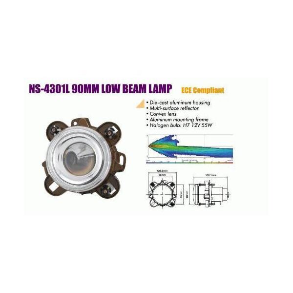 

Фара дополнительная SIRIUS NS-4301L H7/12V/55W/модуль/линза 90mm/бл.свет