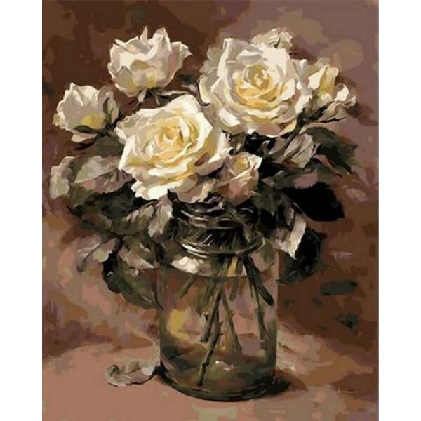

Картина по номерам Q1068 Белые розы в банке. Худ. Коттерил Анне, 40x50 см., Mariposa