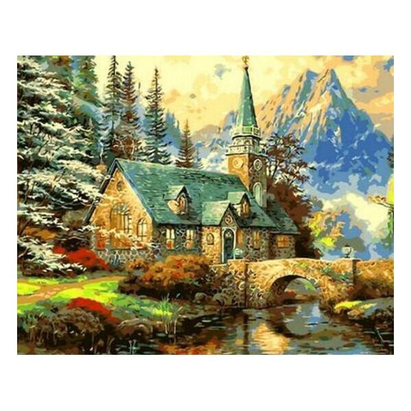 

Картина по номерам QS497 Часовня в Альпах, 50x65 см., Babylon