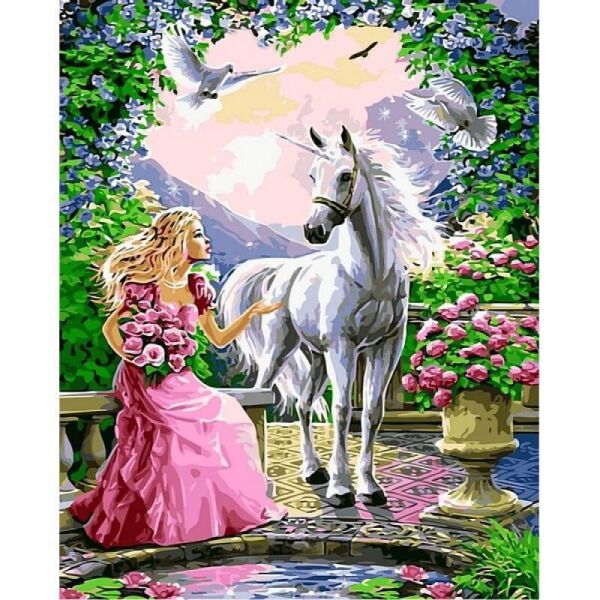 

Картина по номерам VP437 Принцесса и единорог, 40x50 см., Babylon