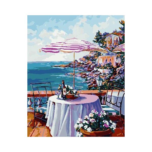 

Картина по номерам AS0715 Кав'ярня біля моря, 40x50 см., ArtStory