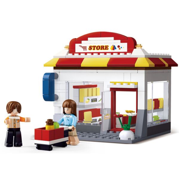 

Конструктор SLUBAN M38-B0571 магазин, тележка, фигурки, 186дет, в кор-ке, 33-23,5-5,5см