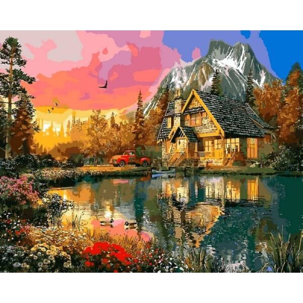

Картина по номерам Q2200 Горная хижина, 40x50 см., Mariposa