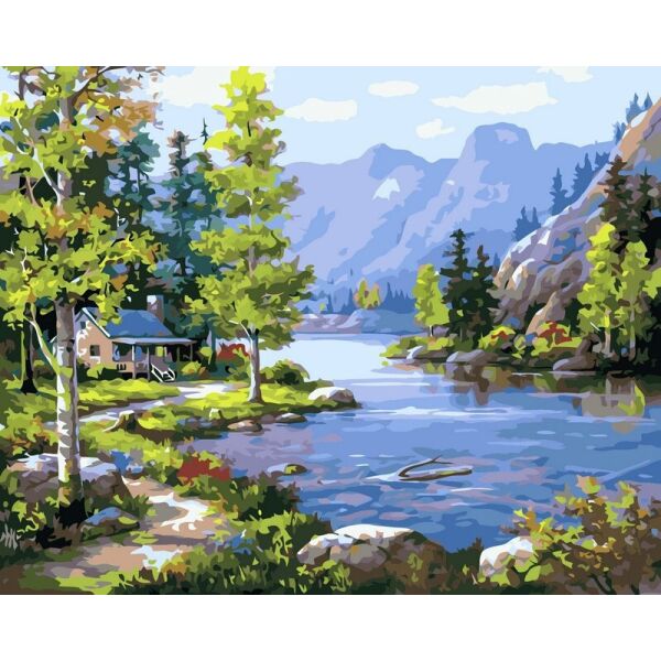 

Картина по номерам VP220 Домик у ручья. Худ. Ким Сунг, 40x50 см., Babylon