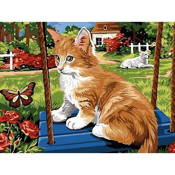 

Картина по номерам VK115 Котенок на качелях, 30x40 см., Babylon
