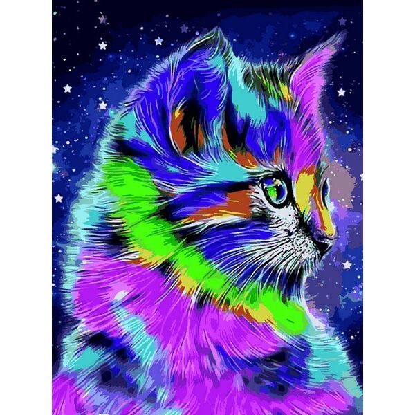 

Картина по номерам VK239 Радужный котенок, 30x40 см., Babylon