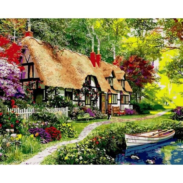 

Картина по номерам Q2202 Коттедж для прогулок по лесу, 40x50 см., Mariposa