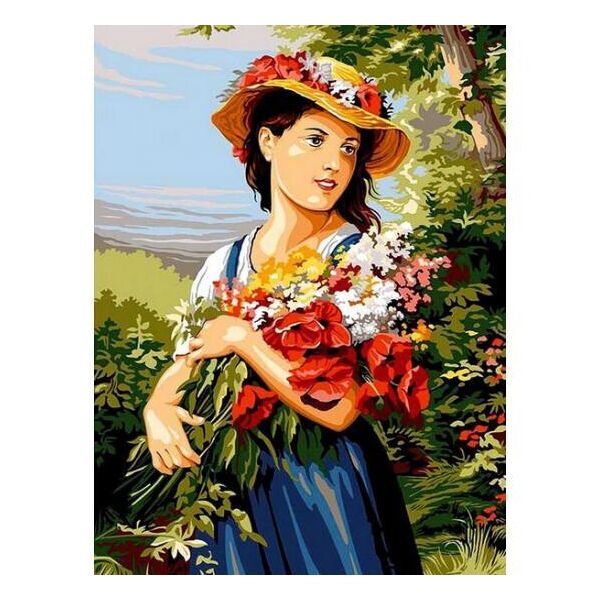 

Картина по номерам VK255 Девушка с цветами, 30x40 см., Babylon