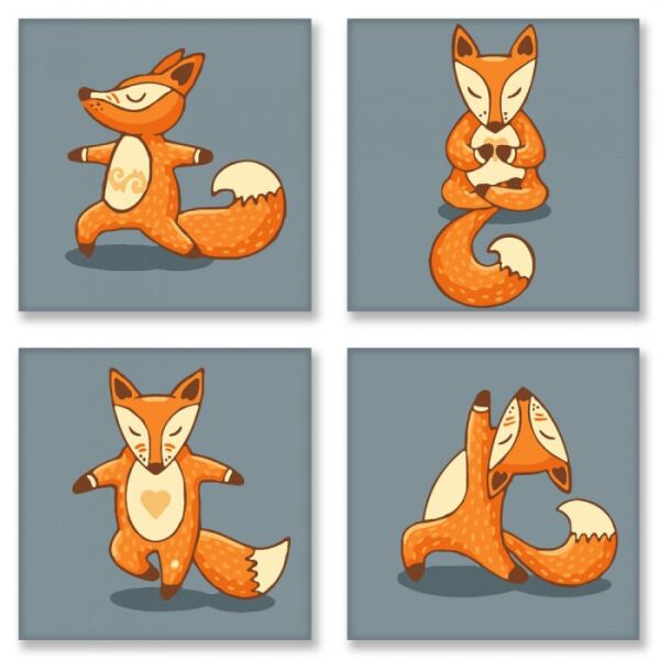 

Картина по номерам KNP011 Полиптих Yoga-fox 4шт 18x18, Идейка