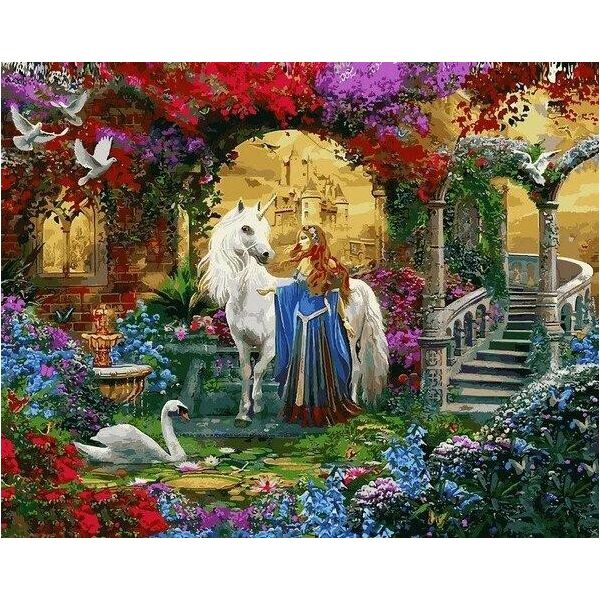 

Картина по номерам VP1233 Леди и единорог, 40x50 см., Babylon