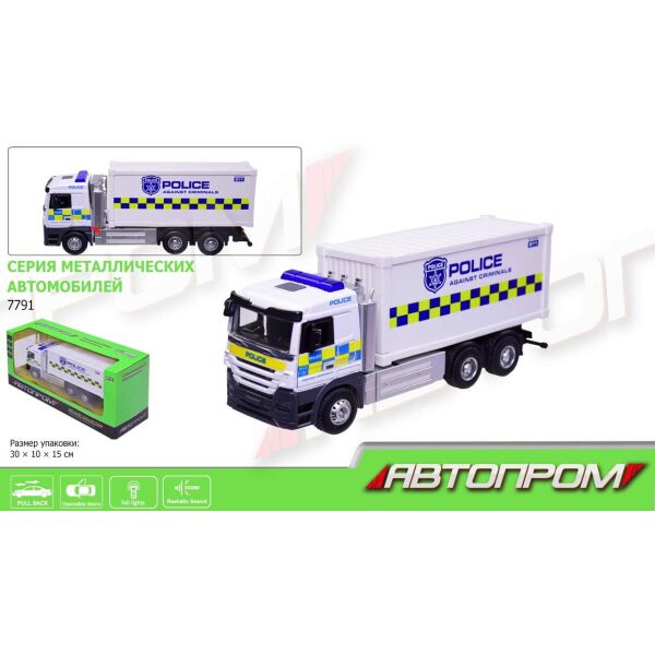 

Машинка мет. АВТОПРОМ АП-7791 (1:50) Грузовик полиция (свет/звук)