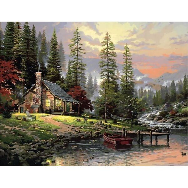 

Картина по номерам Q1441 Охотничий домик. Худ. Томас Кинкейд, 40x50 см., Mariposa