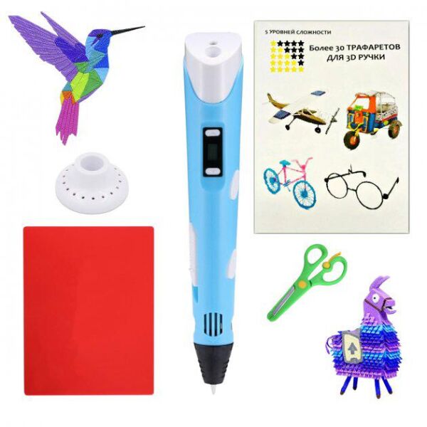 

Набор 3D-ручка 3D Pen 2 с трафаретами, доской, ножницами Голубая