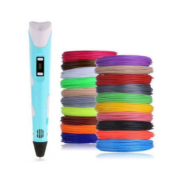 

3D-ручка для рисования 3D Pen 2 и 120 метров разноцветного пластика Голубая