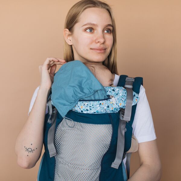 

Слинг эрго-рюкзак Love & Carry AIR X Синий 100% хлопок с подголовником и капюшоном
