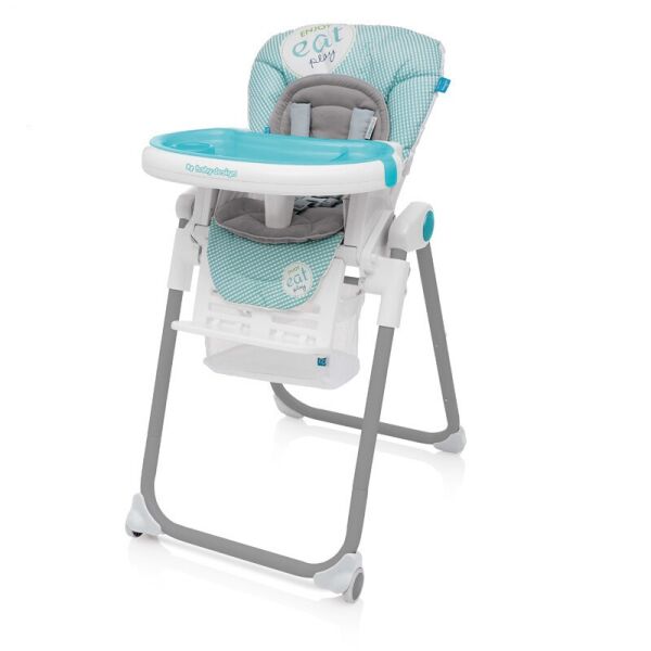 

Стульчик для кормления Baby Design Lolly Turkus с колесами и корзиной + 5 позиций по высоте