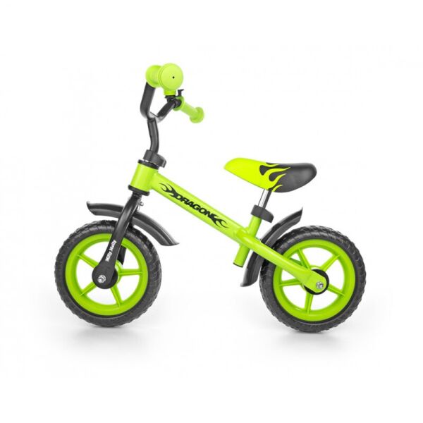 

Беговел двухколесный Milly Mally Dragon Green стальной с колесами 10" + звонок и нескользящие ручки