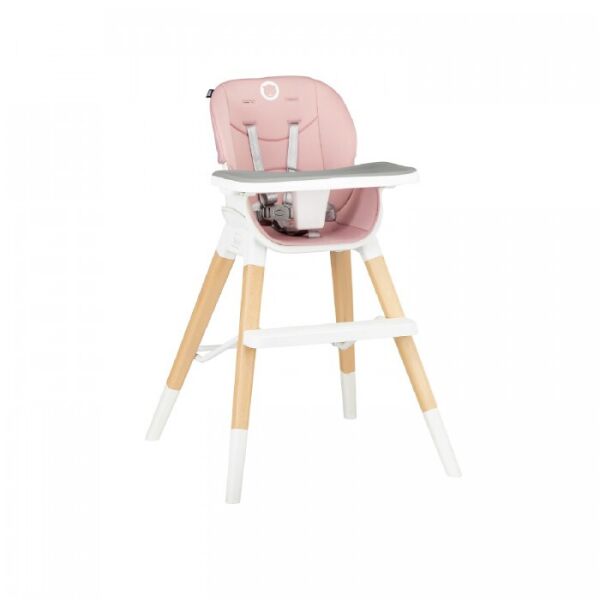 

Стульчик для кормления 4 в 1 Lionelo Mona Bubblegum из бука с подножкой + 2 столешницы и нескользящие ножки