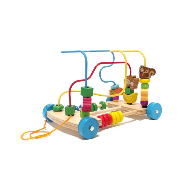 

Пальчиковый лабиринт со счетами, бизиборд Jia yu toy игровой центр, деревянная развивающая игрушка на колесиках.